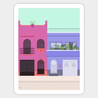 Colorful Houses in Mexico City, Mexico Sticker